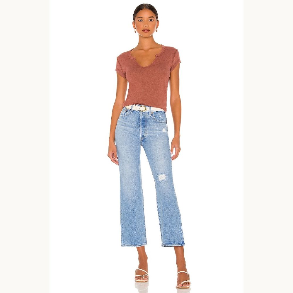 Levi's Ribcage Straight Ankle High Rise Medium Wash Button Fly Jeans Size 28